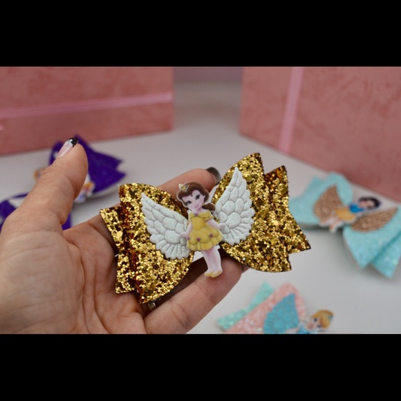 Princess Hair Sparkly Bow Clips - Picture 4 of 7